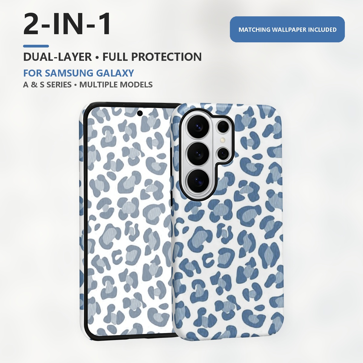 Samsung Galaxy S24 - imprimé léopard bleu 2-in-1 Double Couche